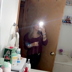 Burgundy cropped dress shirt